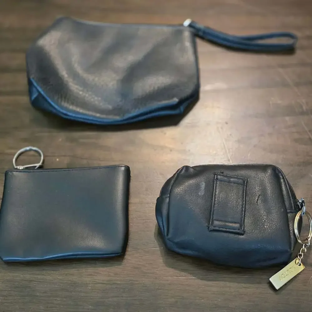 Koltov Black Faux Leather Multi-Piece Pouch Set
